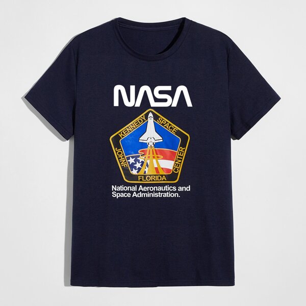 

Men Letter Graphic Tee, Navy blue