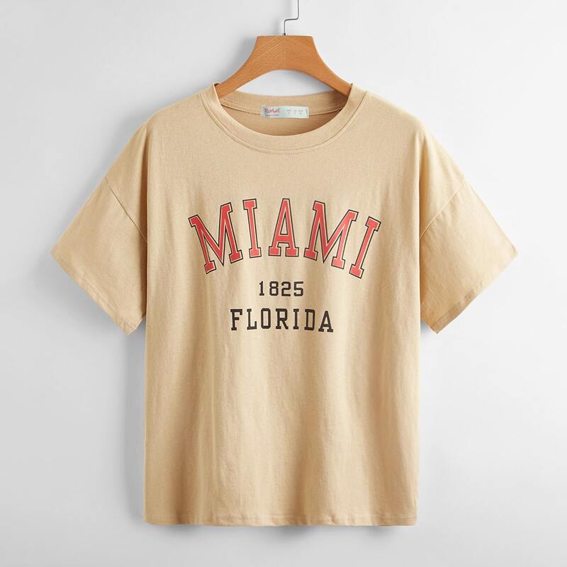 

Letter Drop Shoulder Tee, Apricot