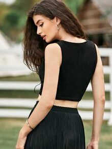 SHEIN Top tank con bordado con cordón - Negro - Ver 2