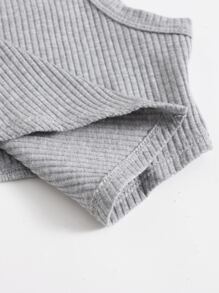 SHEIN EZwear Asymmetrical Hem Rib-knit Crop Tank Top - Light Grey - View 4