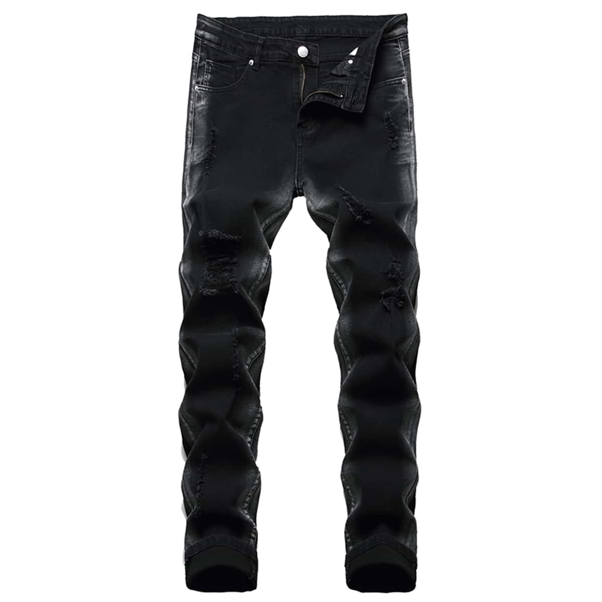 

Guys Washed Ripped Skinny Jeans, Black