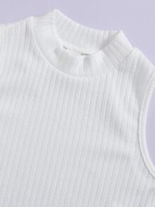 SHEIN Camisola De Punto Acanalado Con Cuello Alto Sin Mangas Para Niñas Mayores - Multicolor - Ver 4