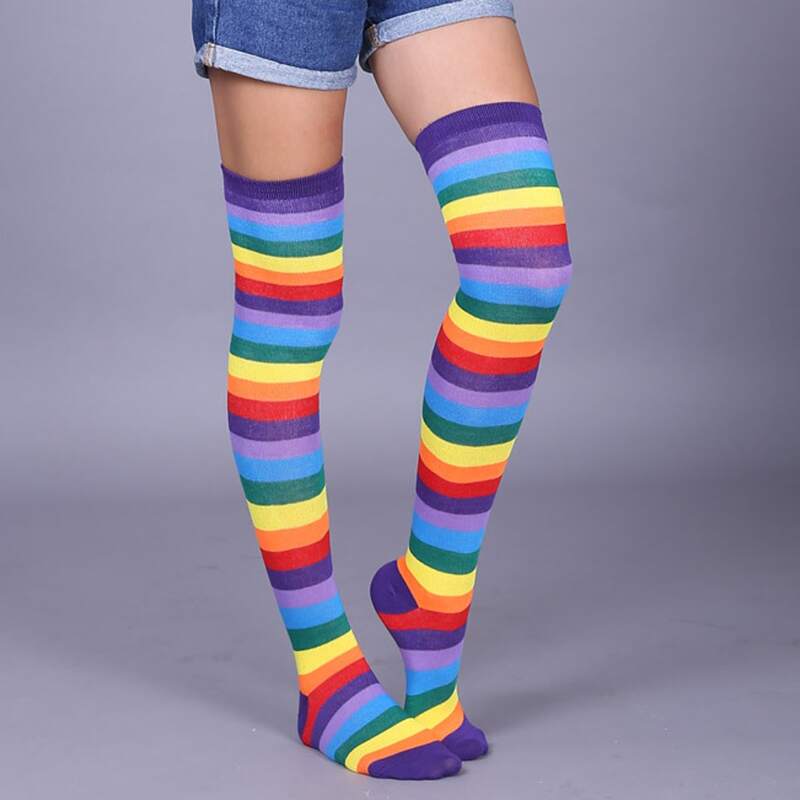 

Rainbow Striped Stockings, Multicolor