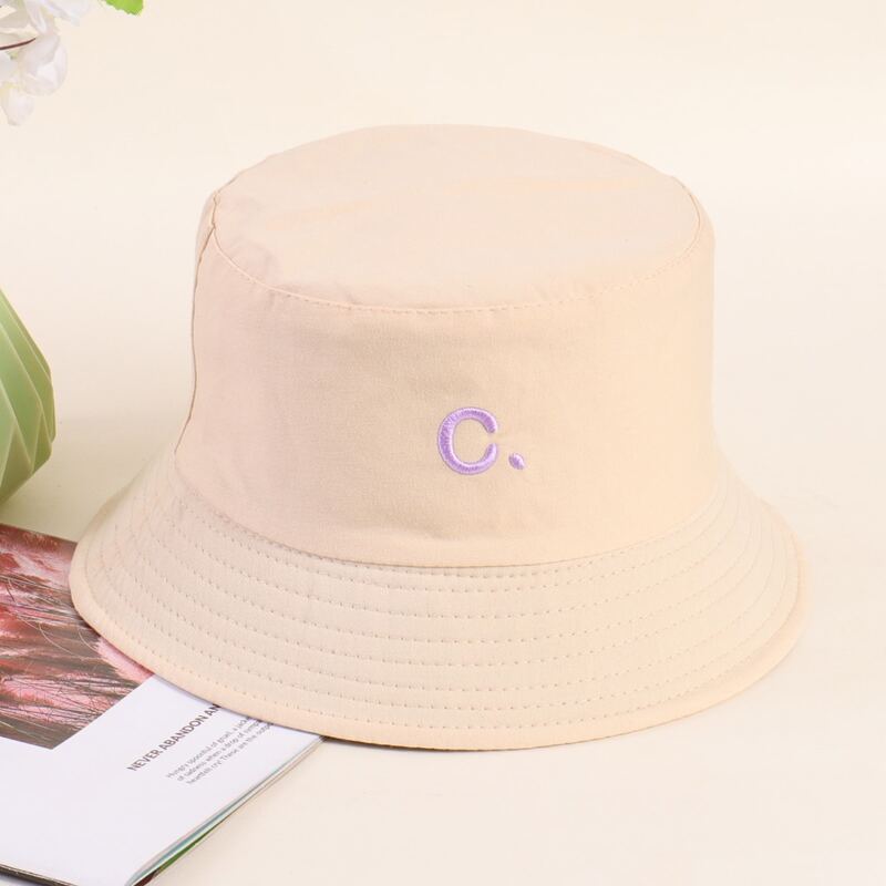

Letter Embroidery Bucket Hat, Beige