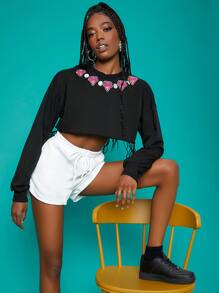 Penelope Ping Áo nỉ Nghề thêu Đồ họa Giải trí - màu đen - Xem 1