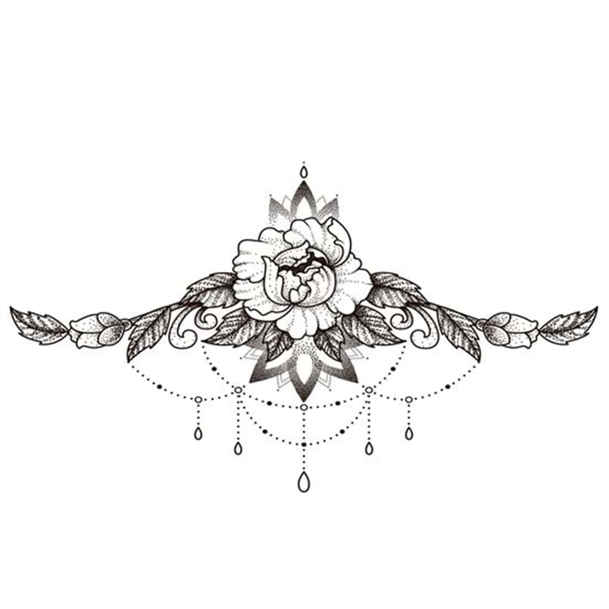 

1pc Floral Pattern Tattoo Sticker, Black