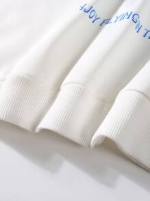 Manfinity 男士字母和人像圖案連帽衫 - 白色 - 查看 3