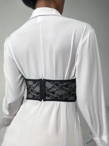 SHEIN Privé Corsé corto con encaje transparente sin camisa - Negro - Ver 2