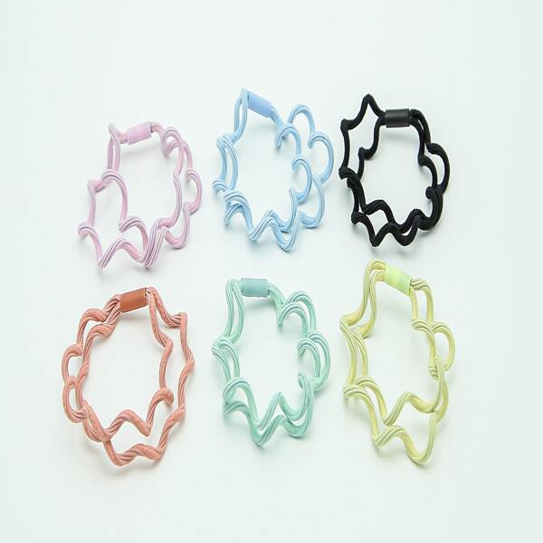 

6pcs Plain Hair Tie, Multicolor