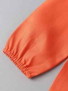 Toddler Girls Floral Embroidery Ruffle Trim Dress - Orange - View 4