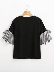 SHEIN Unity Camiseta de manga con volante - Negro - Ver 2
