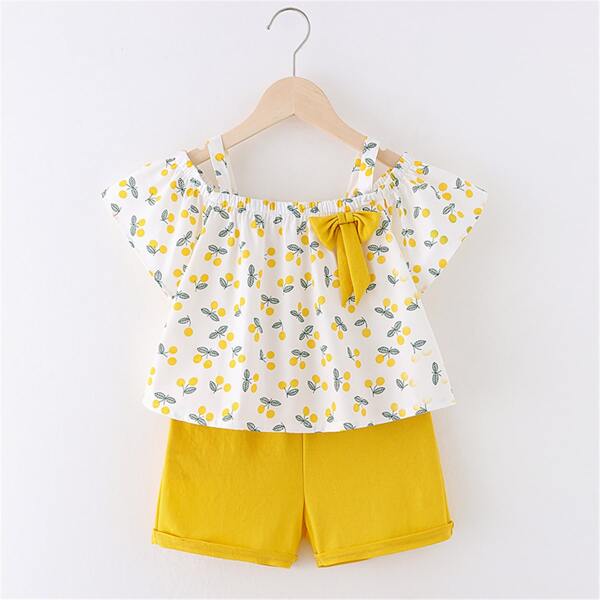 

Toddler Girls Cherry Print Bow Top & Shorts, Multicolor