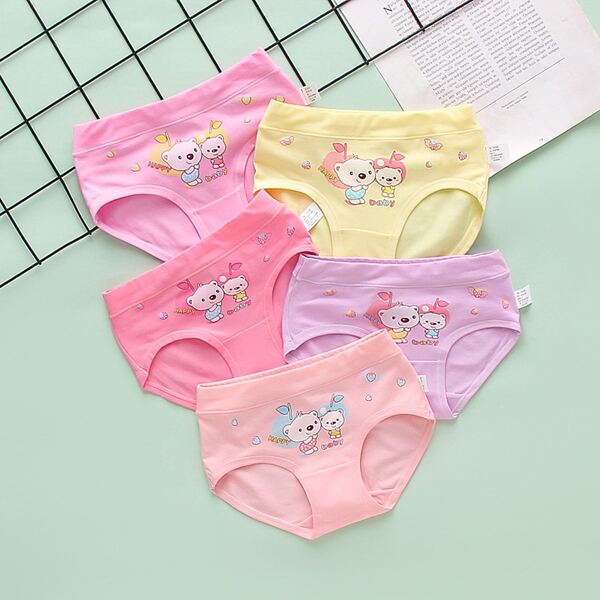 

Girls 5 Pack Cartoon Graphic Brief, Multicolor