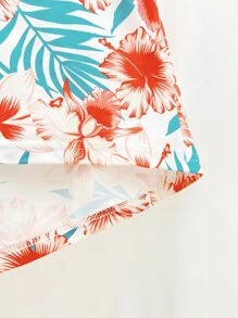 花卉彈性腰身短褲 - 彩色 - 查看 3