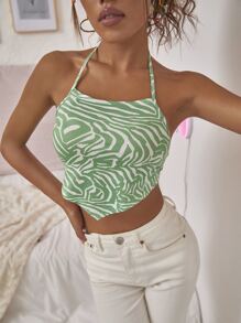 Áo hai dây Bất đối xứng Lộ Lưng Buộc lại Sọc ngựa vằn Gợi cảm - Nhiều màu - Xem 1