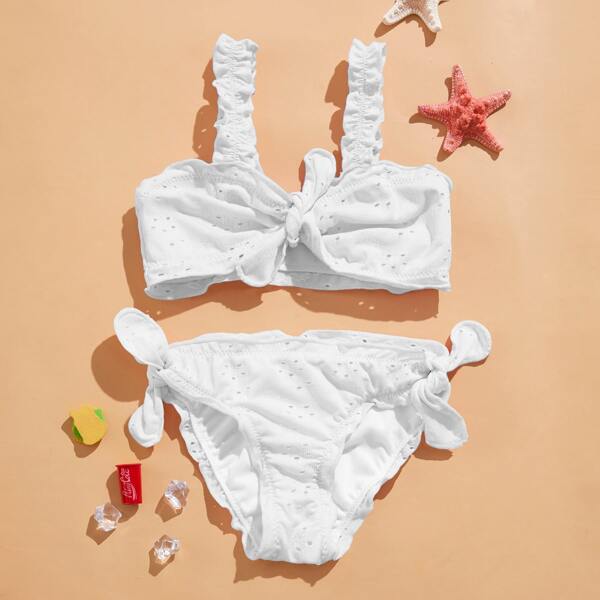 

Toddler Girls Schiffy Knot Ruffle Bikini Swimsuit, White