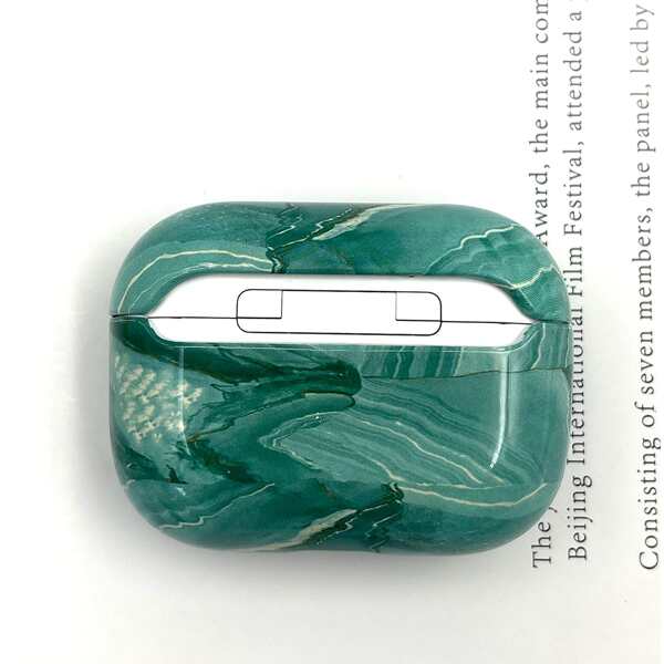 

Marble Print Case For Airpods, Green