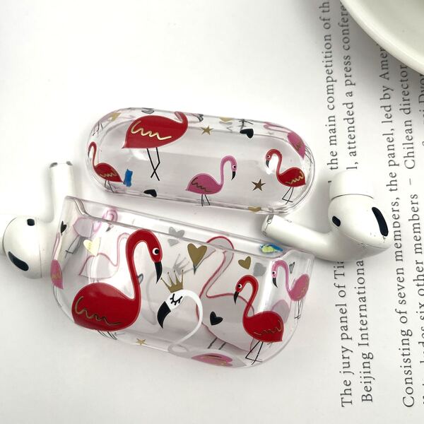 

Чехол с принтом фламинго для Airpods, Красный