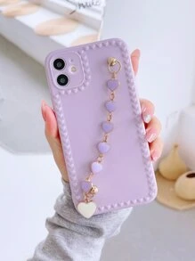 带手机吊饰手机挂绳 1 件心形相框带心形吊坠手机壳兼容 iPhone - 紫色 - 查看 2