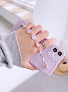 带手机吊饰手机挂绳 1 件心形相框带心形吊坠手机壳兼容 iPhone - 紫色 - 查看 3