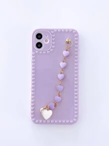 带手机吊饰手机挂绳 1 件心形相框带心形吊坠手机壳兼容 iPhone - 紫色 - 查看 4