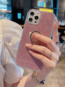 Funda de celular brillante con soporte de aro - Rosa - Ver 3