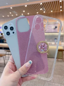 Funda de celular brillante con soporte de aro - Rosa - Ver 4