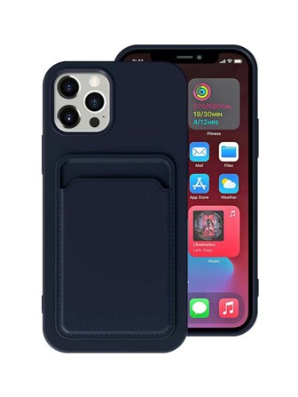 1pc Solid Color Silicone Card Holder Case, Compatible With IPhone 11 12 13 14 15 Pro Max 16 Pro Max