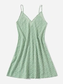 SHEIN VCAY 小碎花印花吊帶洋裝 - 彩色 - 查看 5