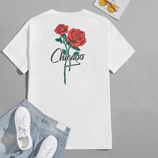 

Men Rose & Letter Graphic Tee, White