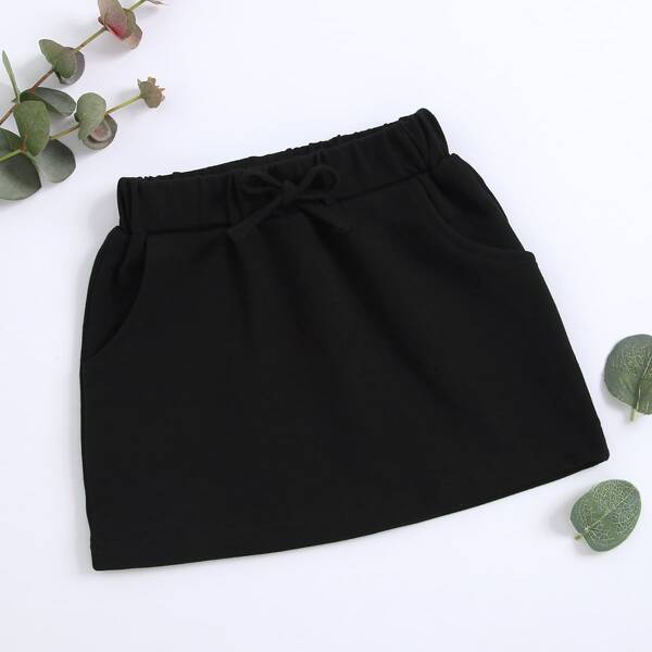 

Toddler Girls Knot Front Straight Skirt, Black