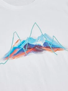 Manfinity RebelGame 男士圖案T恤和腰部抽繩短褲套裝 - 彩色 - 查看 3