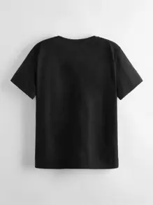 SHEIN Tween Boy Letter Print Tee - Black - View 2