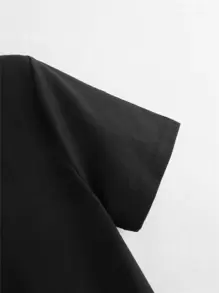 SHEIN Tween Boy Letter Print Tee - Black - View 3