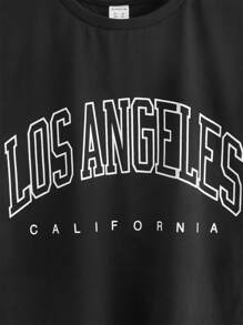 SHEIN Tween Boy Letter Print Tee - Black - View 4