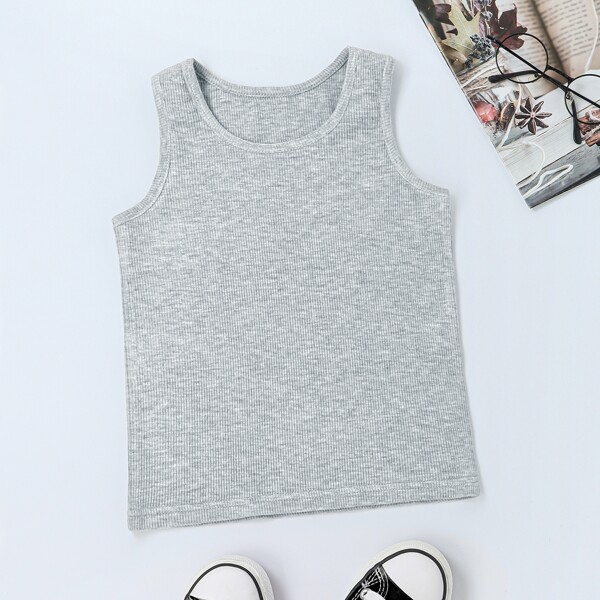 

Toddler Girls Solid Rib-knit Tank Top, Light grey