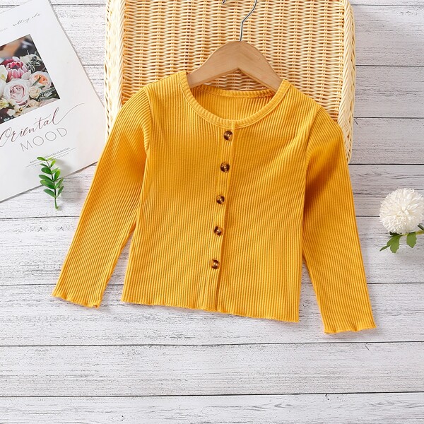 

Toddler Girls Solid Button Up Jacket, Yellow