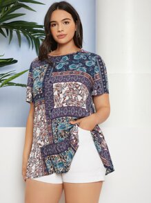 SHEIN LUNE Top con estampado de paisley - Multicolor - Ver 1