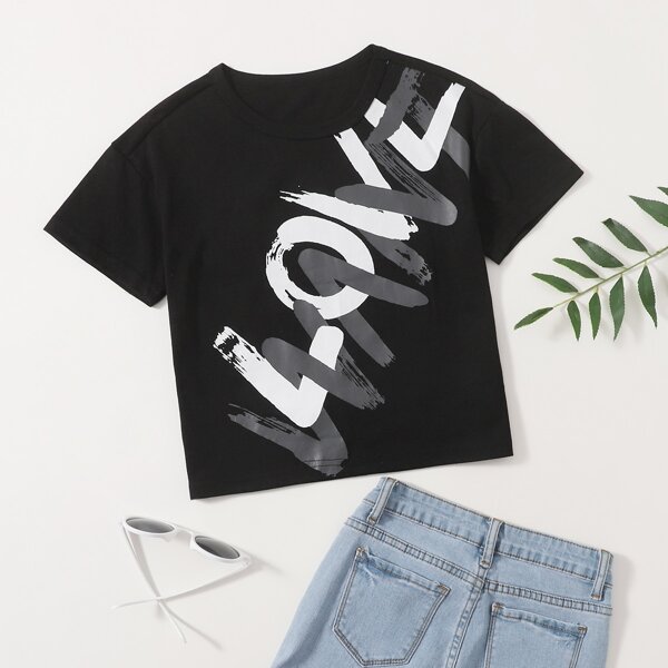 

Boys Letter Graphic Tee, Black