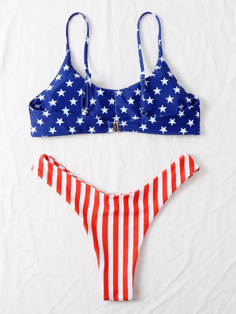 American Flag Print Bikini - Multicolor - View 2