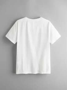 SHEIN Boys Leaf Print Tee - White - View 2