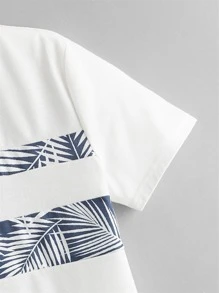 SHEIN Boys Leaf Print Tee - White - View 4