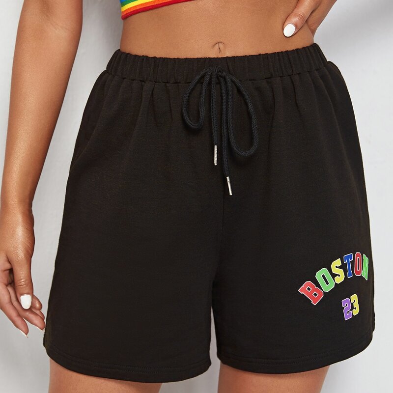 

Letter Graphic Shorts, Black