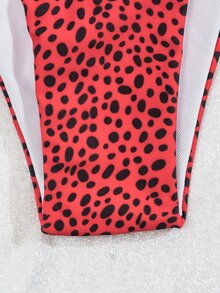 Dalmatian Self Tie Micro Triangle Bikini Set, For Summer Beach Vacation - Red - View 5
