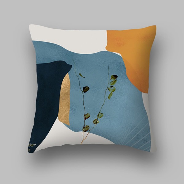 

Leaf Print Cushion Cover Without Filler, Multicolor