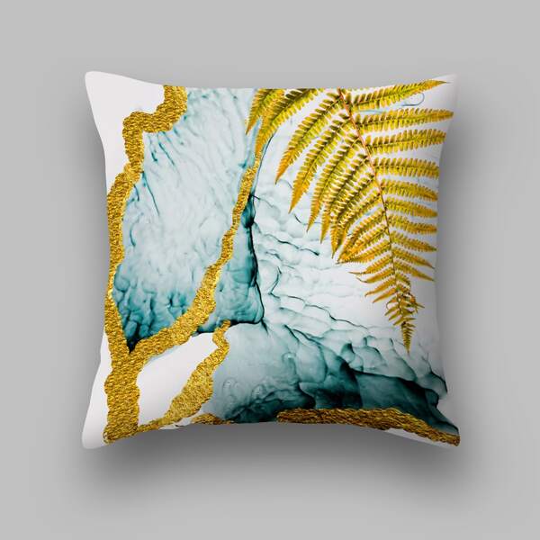 

Leaf Print Cushion Cover Without Filler, Multicolor