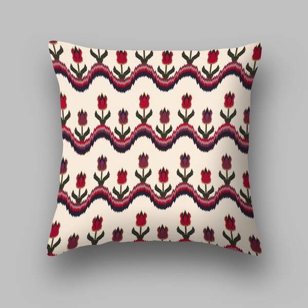 

Flower Print Cushion Cover Without Filler, Multicolor