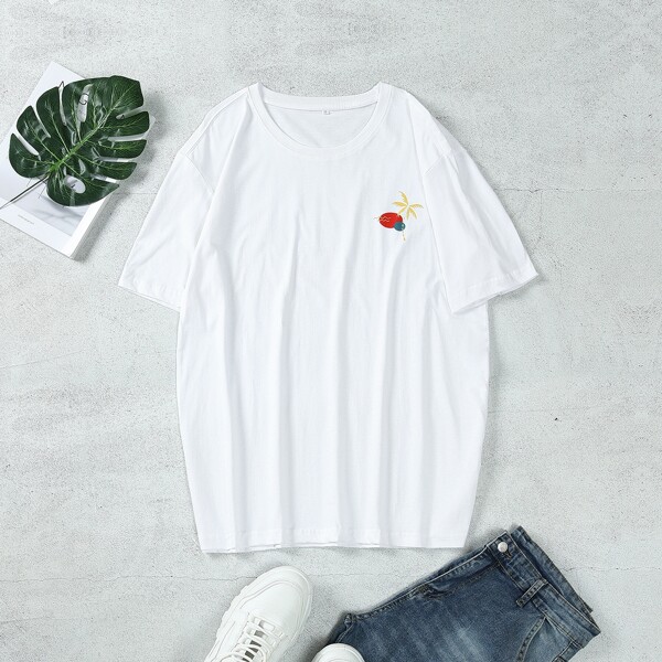 

Men Palm Tree Print Tee, White