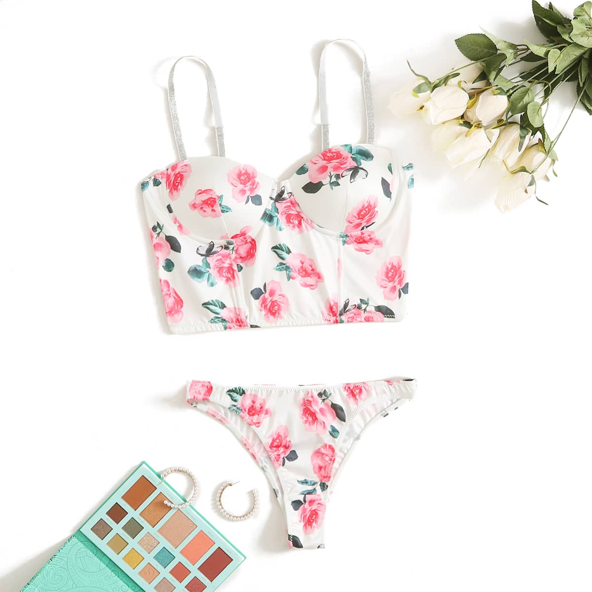 

Floral Print Lingerie Set, Multicolor