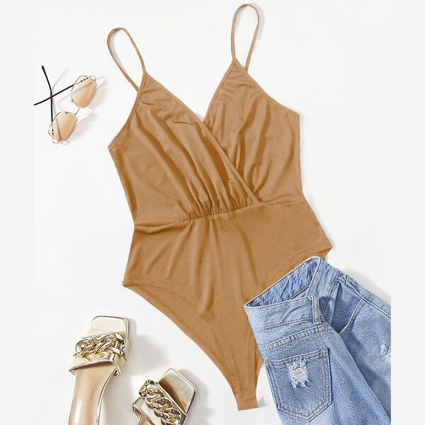 

Plus Surplice Cami Bodysuit, Khaki